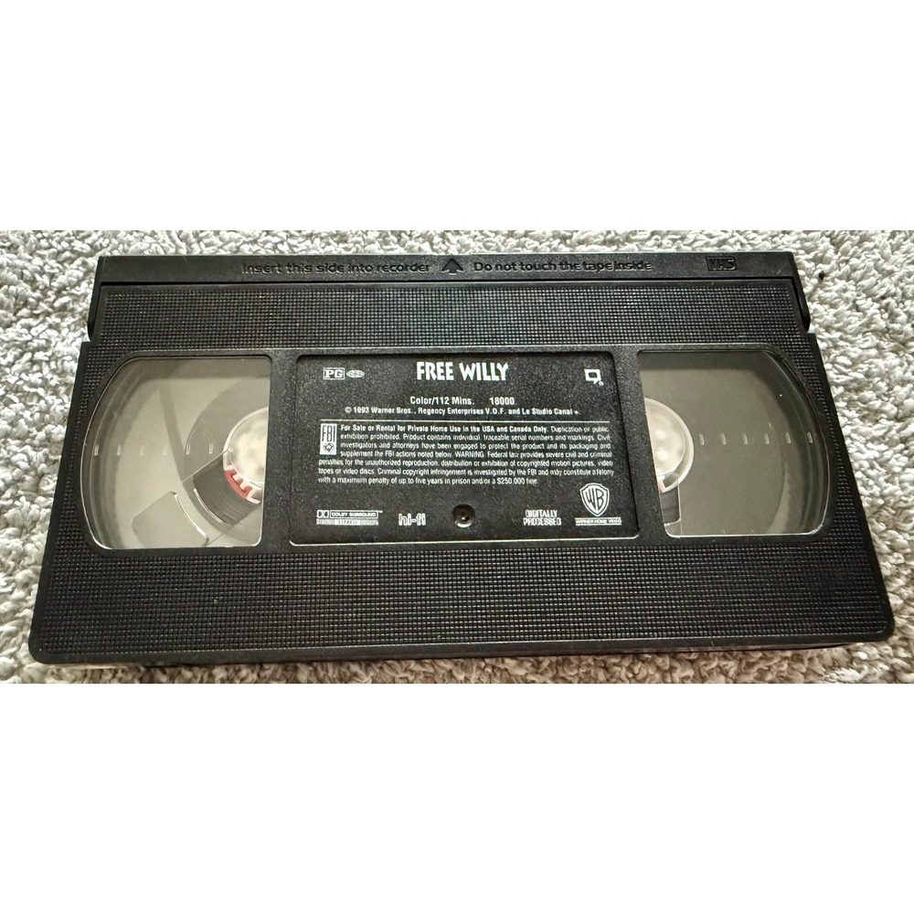 Warner Home Video Free Willy VHS Movie PG 1993 Good Condition Family Adventure